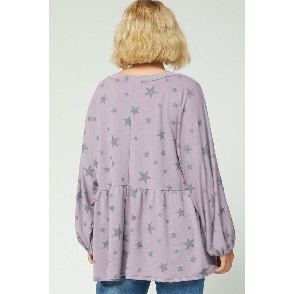 Entro Star Peplum Top, Lavender - Picture 4 of 6